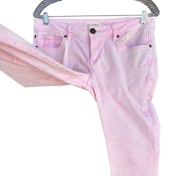 Life In Progress Pink Acid Denim Skinny Jeans Women’s Size 28 Zip Ankle Boot - Picture 4 of 8